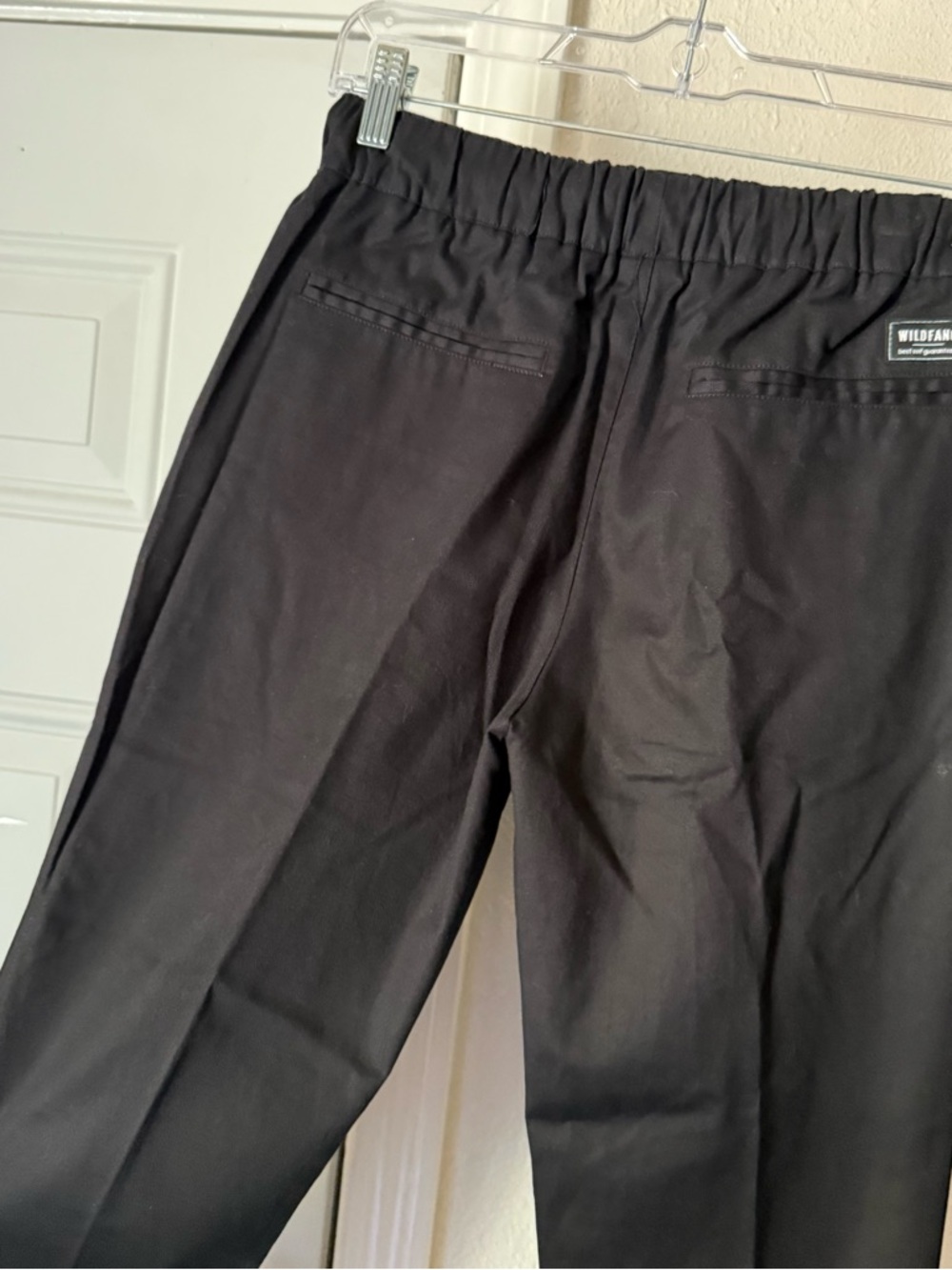 WILDFANG black cotton elastic drawstring essential slim‎ leg trousers pants - Picture 5 of 7